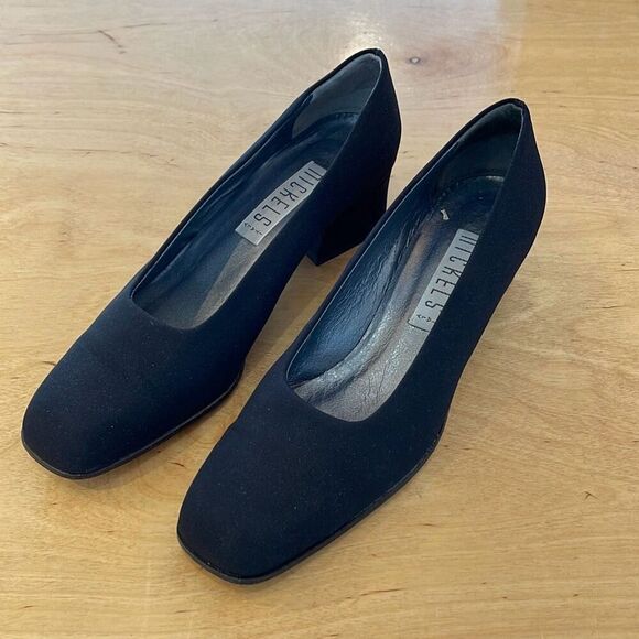 Nickels Italy Womens Square Toe Suede Block Heel Slip-on Pumps Black Size 7.5 - Picture 2 of 11